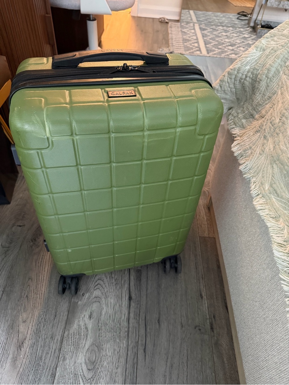 Calpak Olive Green Textured Hard-Shell Carry-On